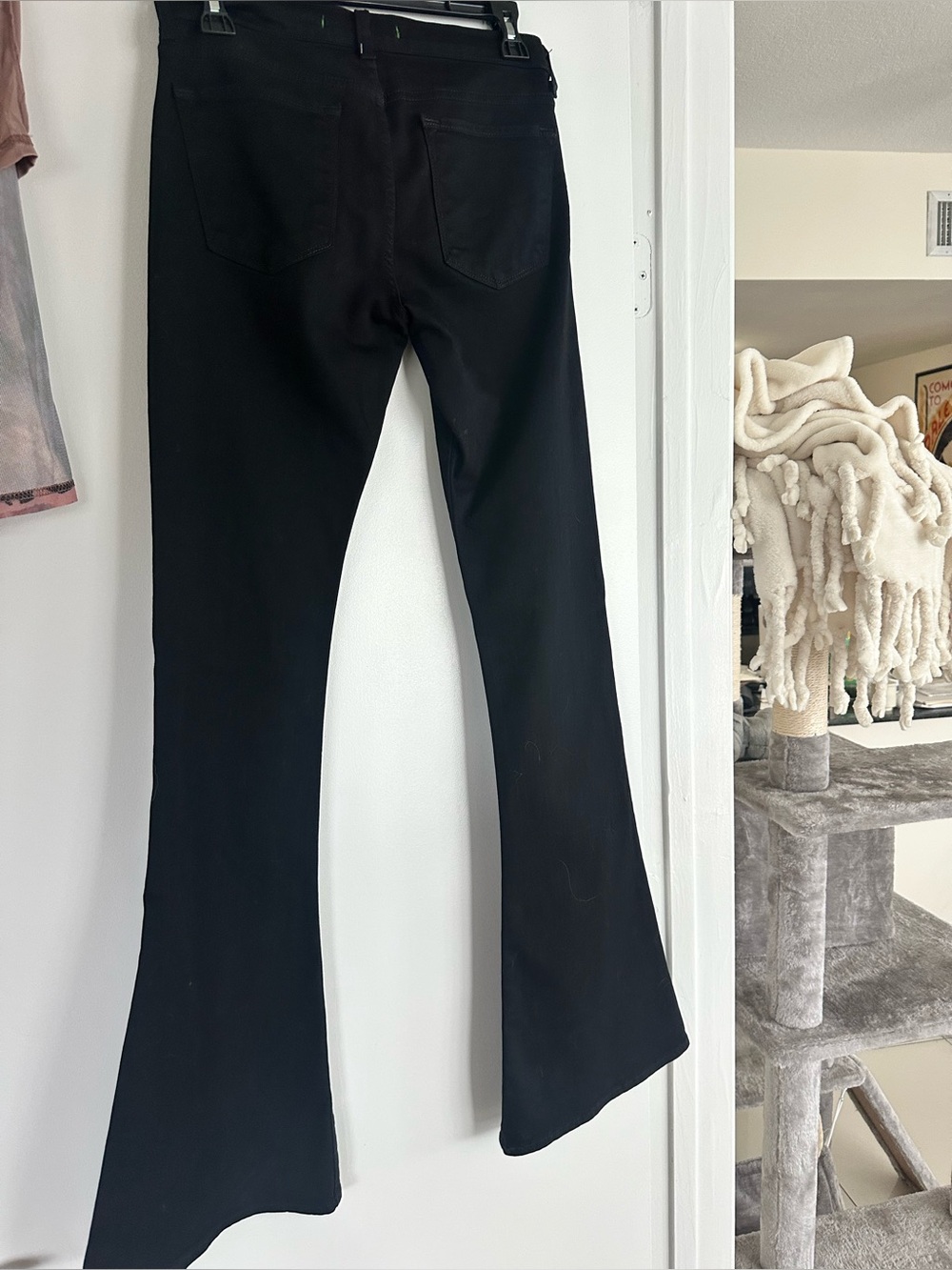 Women's Black Flared Pants low rise